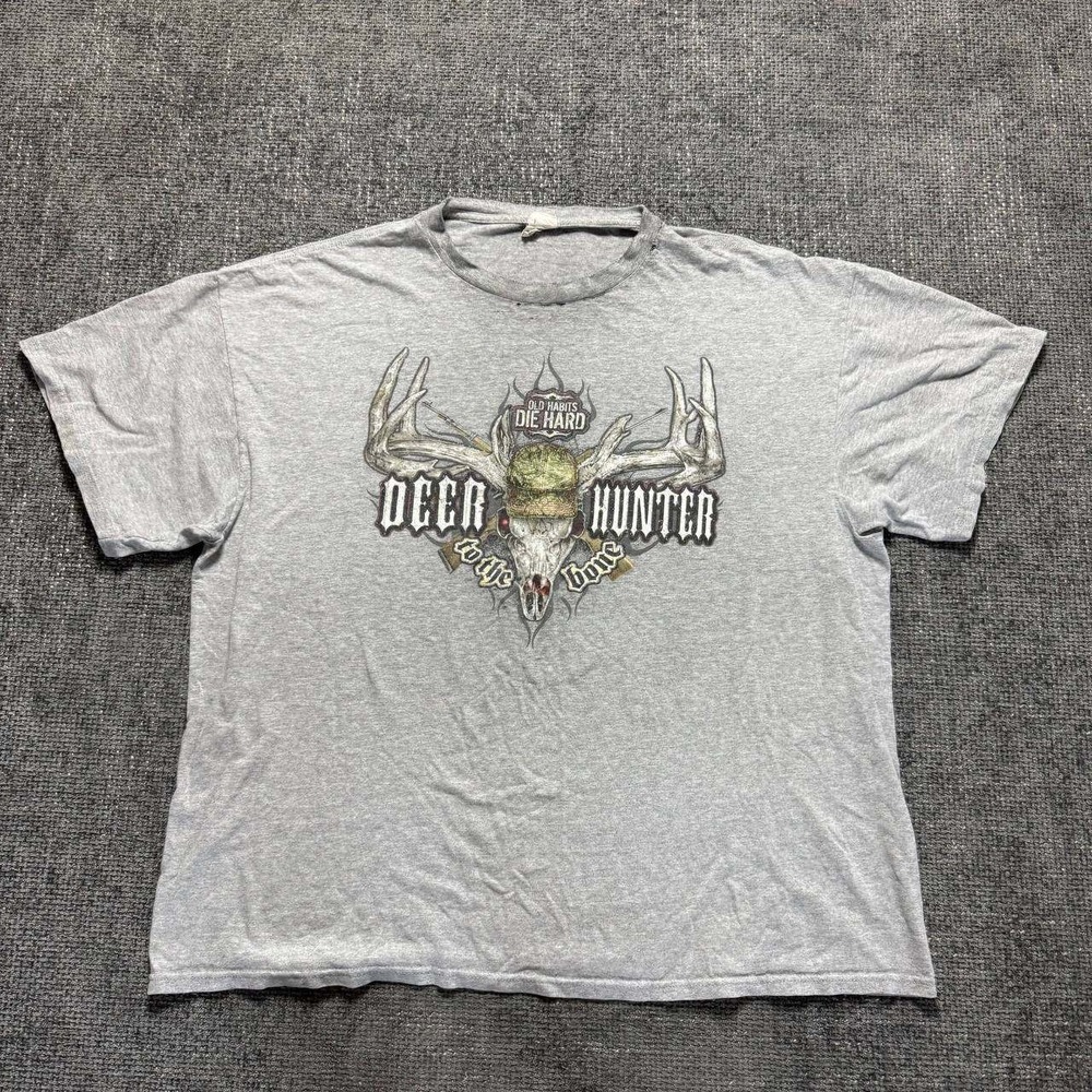 Vintage Old Habits Die Hard Graphic Tee Mens XL Grey Distressed 90s